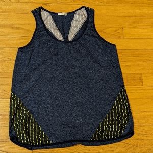 Pleione tank heather blue with black and yellow accents size Large